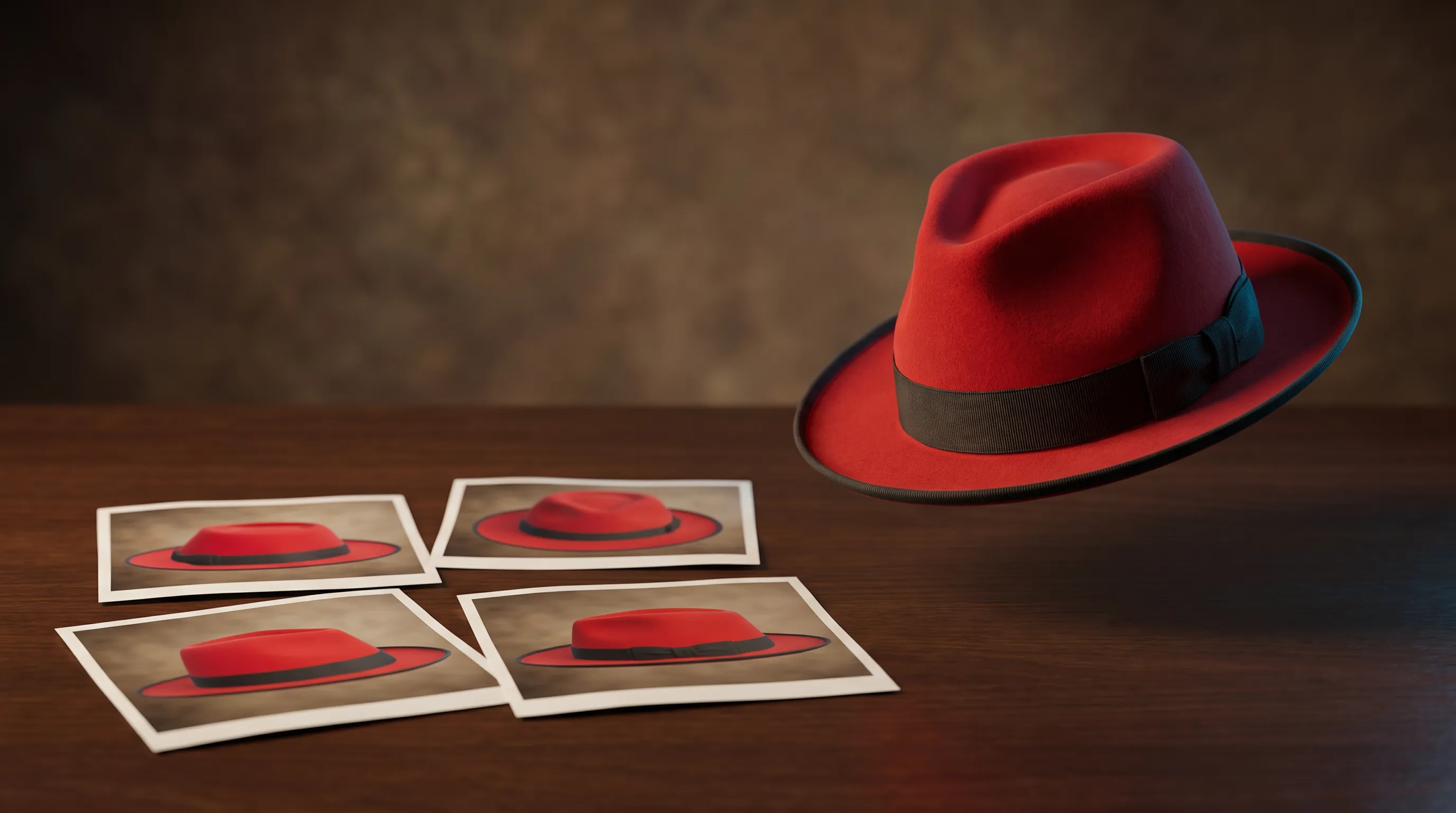 Four product photos laid out on a table, and beside them the same product as a finished 3D model.