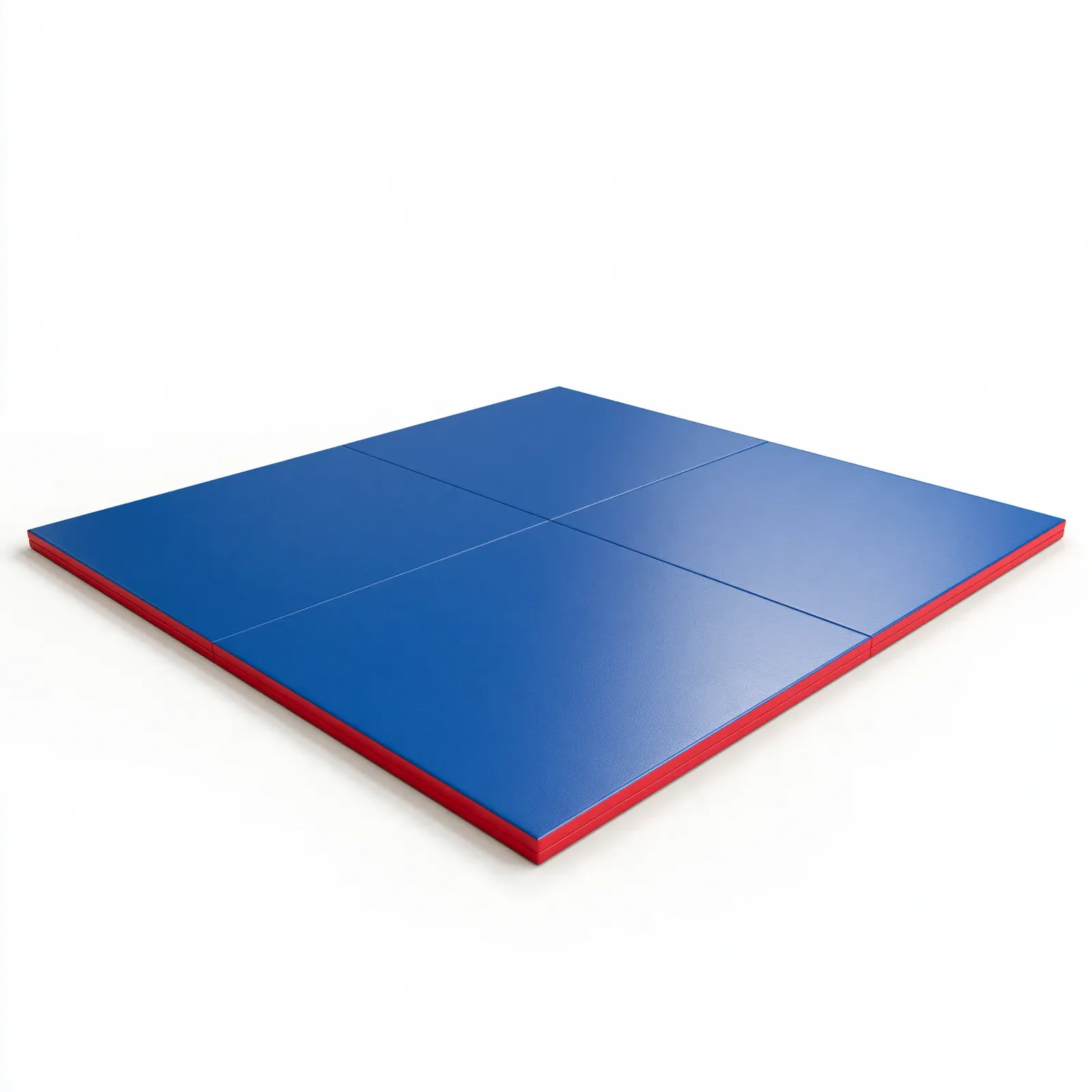 A folded gym mat in two colours, studio lit.