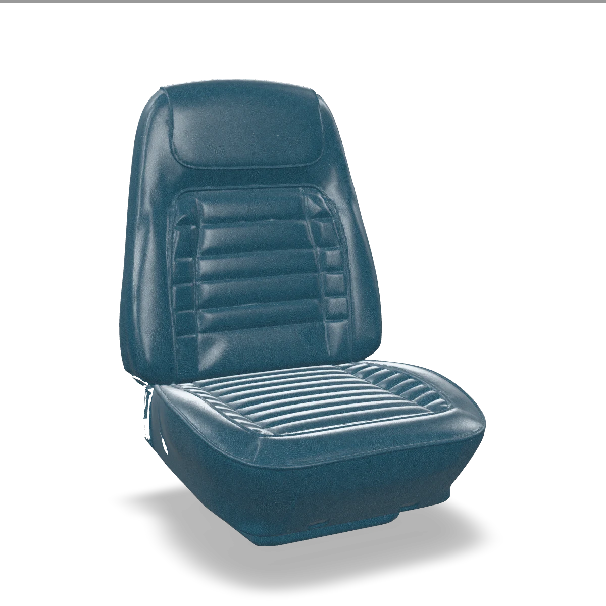 A classic bucket seat in blue leather